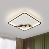 Modern Black Led Ceiling Flush Mount With Leaf/Geometric Design / Square Plate Leaf