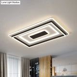 Modern Black Led Ceiling Lamp - Tiered Rectangle Design Flush-Mount Light Fixture For Sitting Room
