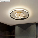Modern Black Led Ceiling Light With Circle Figure & Bulb Design - Flush Mount Fixture