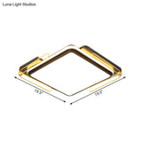 Modern Black Led Ceiling Light With Square Acrylic Shade - Flush Mount Lamp (16’/19.5’ Wide)