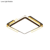 Modern Black Led Ceiling Light With Square Acrylic Shade - Flush Mount Lamp (16’/19.5’ Wide)