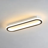 Modern Black Led Flush Ceiling Light For Corridors - Linear Acrylic Design / Large Third Gear