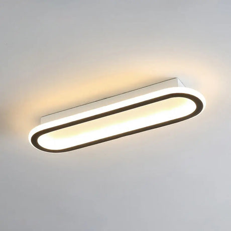 Modern Black Led Flush Ceiling Light For Corridors - Linear Acrylic Design / Large Third Gear