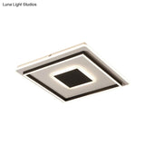 Modern Black Led Flush - Mount Ceiling Lamp With Acrylic Shade - Living Room Light White/3 Color