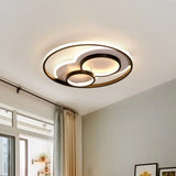 Modern Black Led Flush Mount Ceiling Lamp With Multi - Ring Acrylic Design In Warm/White Light -