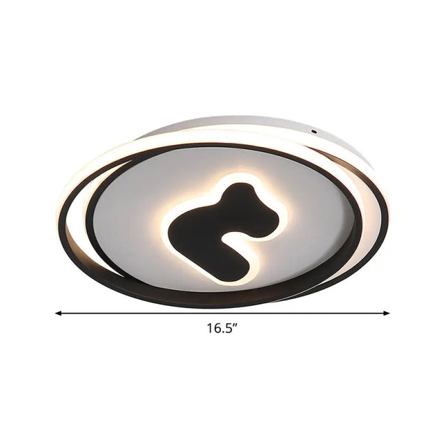 Modern Black Led Flush Mount Ceiling Light Fixture - 16.5/20.5 Wide Circle Acrylic White/Yellow