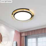 Modern Black Led Flush Mount Ceiling Light With Acrylic Shade - 16’/19.5’ Wide