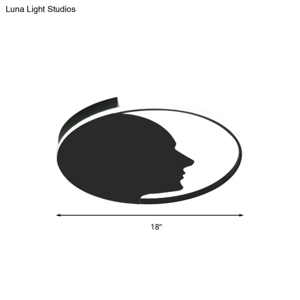 Modern Black Led Flush Mount Lamp For Adult Bedroom - Creative Acrylic Ceiling Light