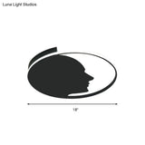 Modern Black Led Flush Mount Lamp For Adult Bedroom - Creative Acrylic Ceiling Light