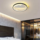 Modern Black Led Flushmount Ceiling Light For Minimalist Bedroom Décor / 16.5 Natural