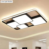 Modern Black Led Flushmount Ceiling Light: Splicing Square Aluminum Design / 25 Warm