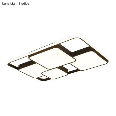 Modern Black Led Flushmount Ceiling Light: Splicing Square Aluminum Design