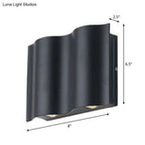 Modern Black Led Patio Sconce Lamp - 2/4/6-Light Flush Mount Wall Light With Wavy Metal Shade