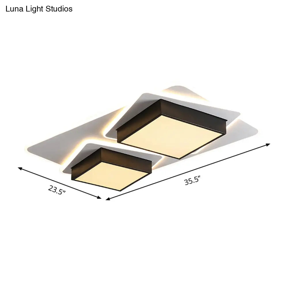 Modern Black Led Square Acrylic Flush Mount Ceiling Lighting Warm/White Light