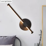 Modern Black Led Wall Light: Slim Rod Aluminum Sconce Lamp In Warm/White Light