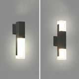 Modern Black Led Wall Sconce For Balcony - Rectangular Acrylic Design