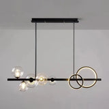Modern Black Metal Island Pendant Lighting With Clear Glass For Dining Table