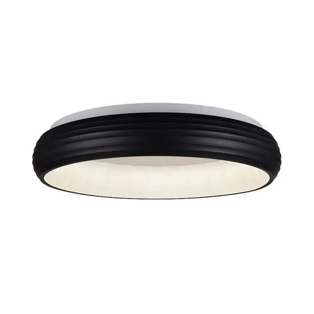 Modern Black Metal Led Ceiling Lamp For Living Room - 19/25 Wide Round Flush Mount Fixture