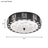 Modern Black Metal Led Flush Mount Bedroom Lamp With Crystal Accent