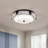 Modern Black Metal Led Flush Mount Bedroom Lamp With Crystal Accent / C