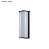 Modern Black Metal Led Outdoor Wall Sconce Lamp: Minimalistic Half Cylinder Design