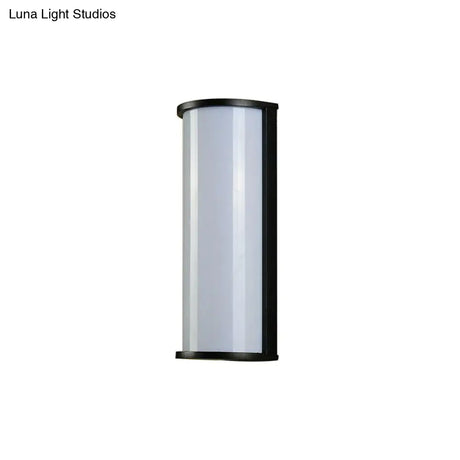 Modern Black Metal Led Outdoor Wall Sconce Lamp: Minimalistic Half Cylinder Design