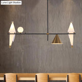 Modern Black Metal Paper Crane Pendant Chandelier With 4 Bulbs For Dining Room - Cone Shade Design