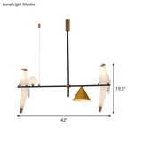 Modern Black Metal Paper Crane Pendant Chandelier With 4 Bulbs For Dining Room - Cone Shade Design