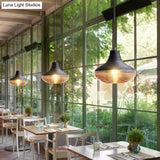 Modern Black Metal Pendant Light With Ribbed Glass Shade - 1-Light Hanging Lamp