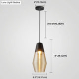 Modern Black Metal Pendant Light With Ribbed Glass Shade - 1-Light Hanging Lamp