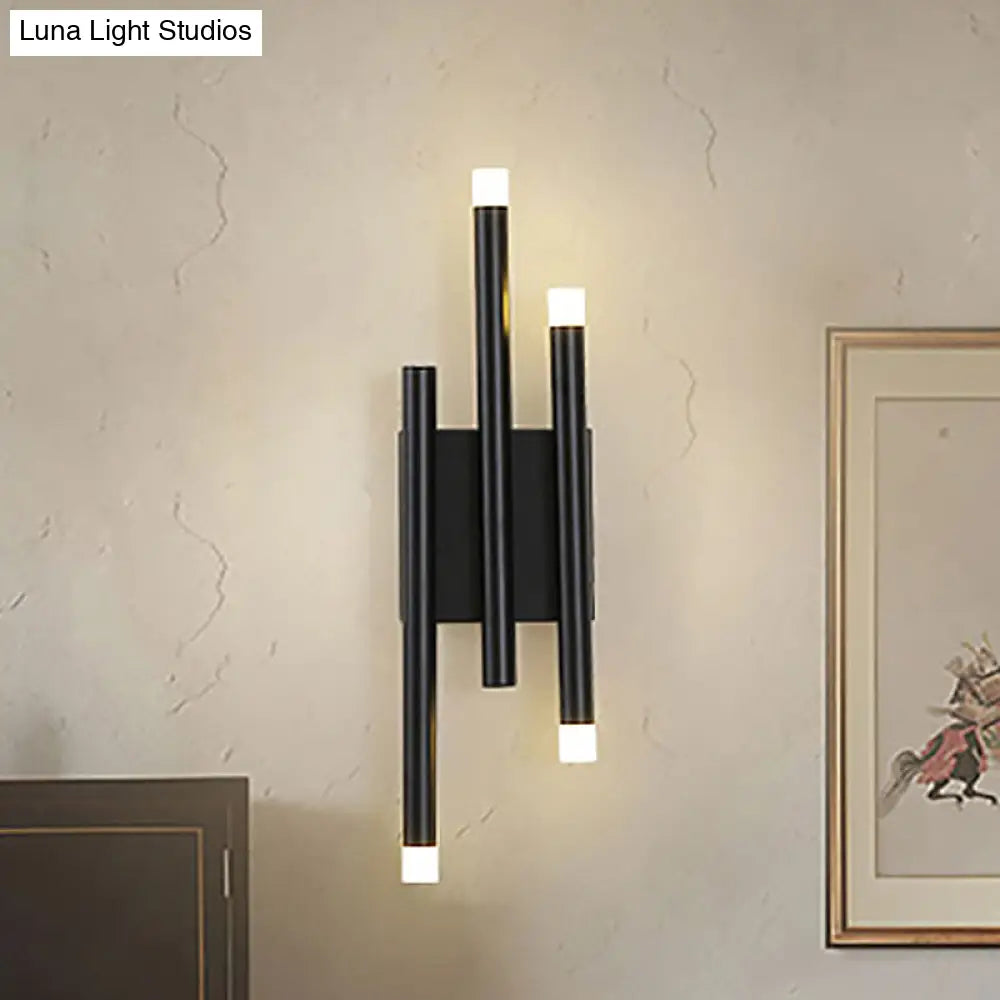Modern Black Metal Wall Lamp - 2/4 Lights Simple Linear Design For Hallway