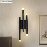 Modern Black Metal Wall Lamp - 2/4 Lights Simple Linear Design For Hallway