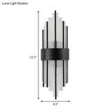 Modern Black Metal Wall Light With Prism Crystal For Living Room