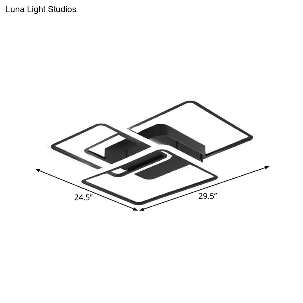 Modern Black Metallic Led Flushmount Lighting For Bedrooms - Rectangle And Square Options