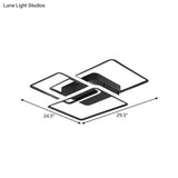 Modern Black Metallic Led Flushmount Lighting For Bedrooms - Rectangle And Square Options