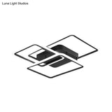 Modern Black Metallic Led Flushmount Lighting For Bedrooms - Rectangle And Square Options