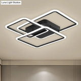 Modern Black Metallic Led Flushmount Lighting For Bedrooms - Rectangle And Square Options