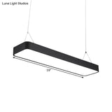 Modern Black Office Led Pendant Light With Acrylic Rectangle Shade Adjustable Lengths - 23.5/47/71 L