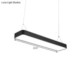 Modern Black Office Led Pendant Light With Acrylic Rectangle Shade Adjustable Lengths - 23.5/47/71 L