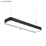 Modern Black Office Led Pendant Light With Acrylic Rectangle Shade Adjustable Lengths - 23.5/47/71 L