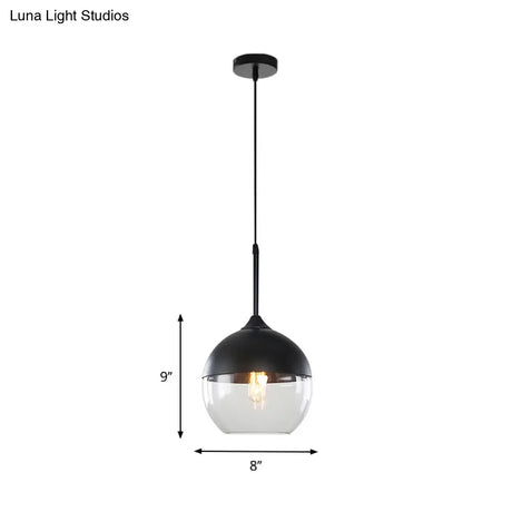 Modern Black Pendant Light Fixture With Clear Glass Cylinder/Mason Jar Design - Perfect For Table