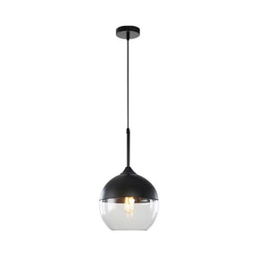 Modern Black Pendant Light Fixture With Clear Glass Cylinder/Mason Jar Design - Perfect For Table