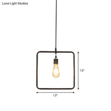 Modern Black Pendant Light Fixture With Iron Flower/Square/Round Frame - Ceiling Lamp Over Table