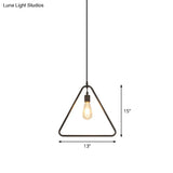 Modern Black Pendant Light Fixture With Iron Flower/Square/Round Frame - Ceiling Lamp Over Table