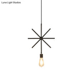 Modern Black Pendant Light Fixture With Iron Flower/Square/Round Frame - Ceiling Lamp Over Table