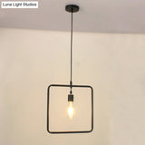 Modern Black Pendant Light Fixture With Iron Flower/Square/Round Frame - Ceiling Lamp Over Table