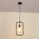 Modern Black Pendant Light Fixture With Iron Flower/Square/Round Frame - Ceiling Lamp Over Table /
