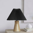 Modern Black Pleated Fold Night Light Table Lamp With Wood Base - Perfect For Bedside Lighting