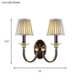 Modern Black Pleated Lampshade Wall Sconce With Twisted Arm For Bedroom