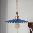 Modern Black/Red Metallic Scalloped Hanging Ceiling Light - Stylish Head Pendant For Bedside Blue